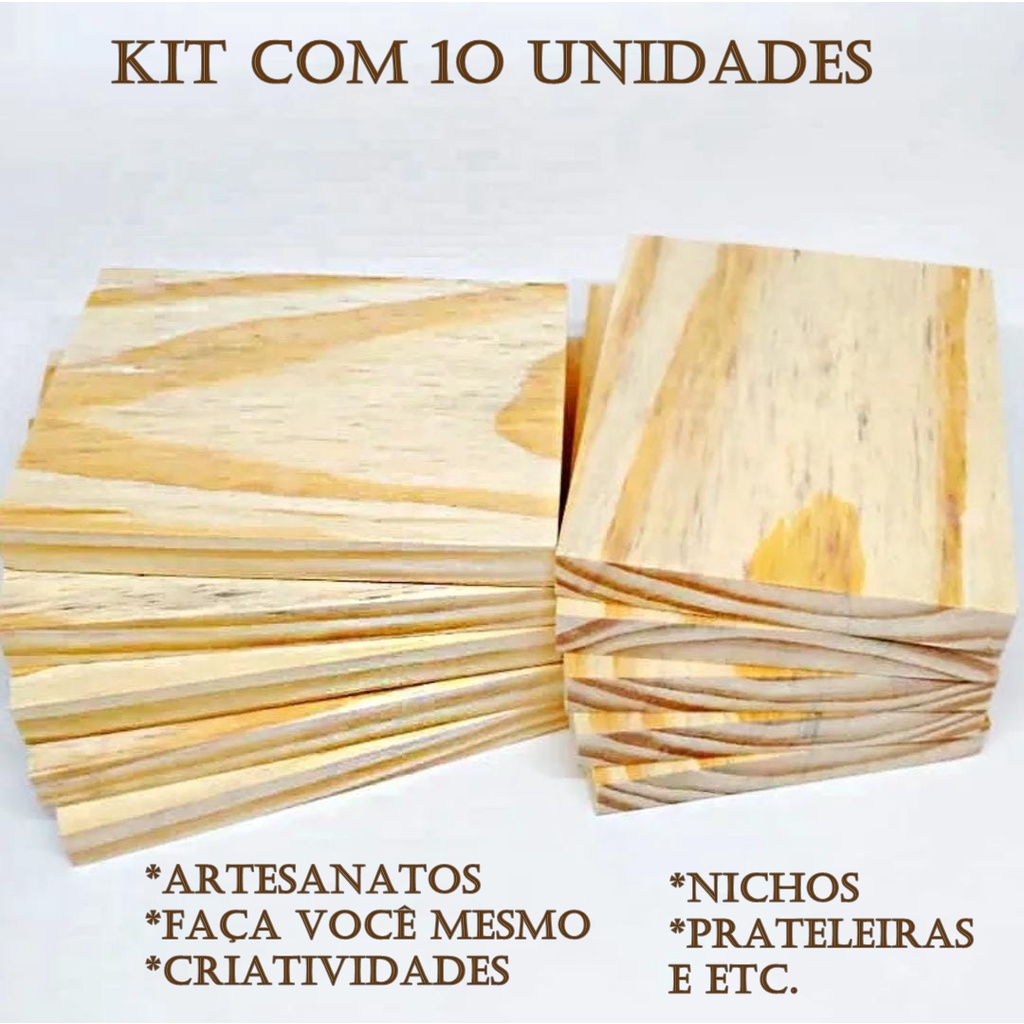 Kit de Madeira 10 Pçs Pinus Artesanato Tabuas