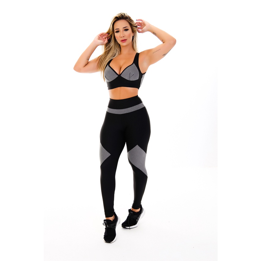 Fit Store Conjunto Fitness Roupa de Academia Short Legging Feminino + Top  Suplex Corrida