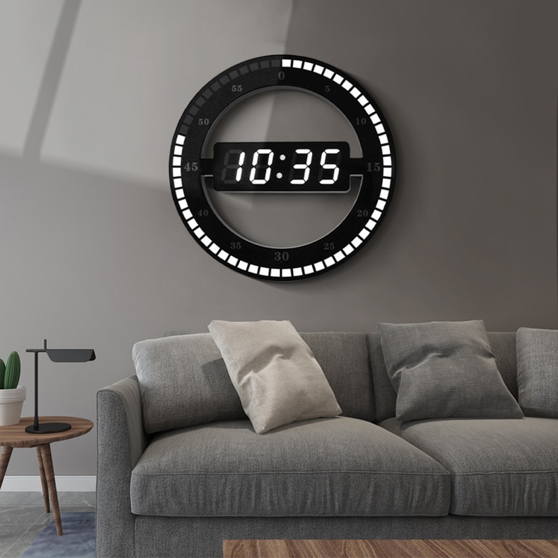 Relógio De Parede LED Digital 3d Luminoso Mudo Eletrônico Com Temperatura  Multifuncional
