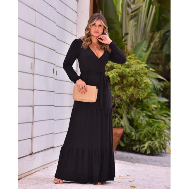 Vestido longo best sale preto casual