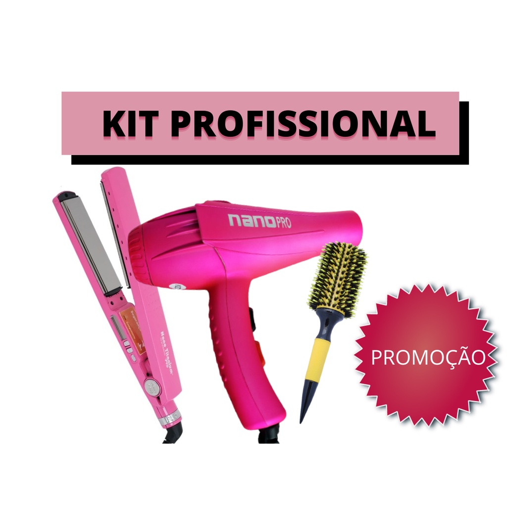 Kit Salão Secador de cabelo 8600W + Prancha Chapinha Profissional + Brinde