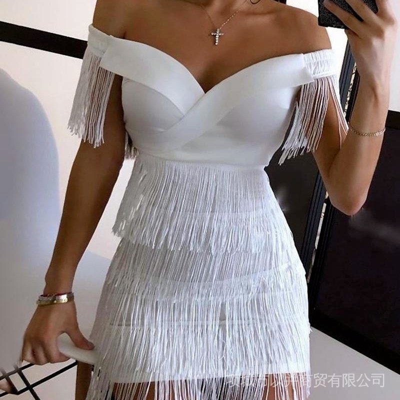 Vestido branco clearance de franja