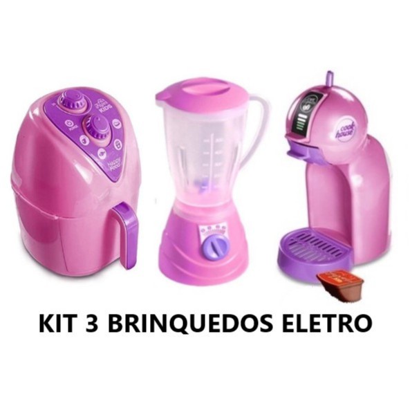 Menina Brinquedo Kit Cozinha Mercado Comida Air Fryer 46pç - Click