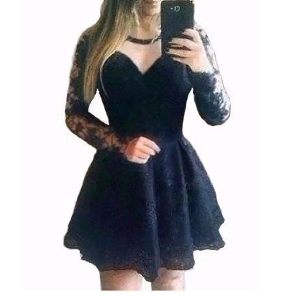 Vestido de sale renda preto rodado