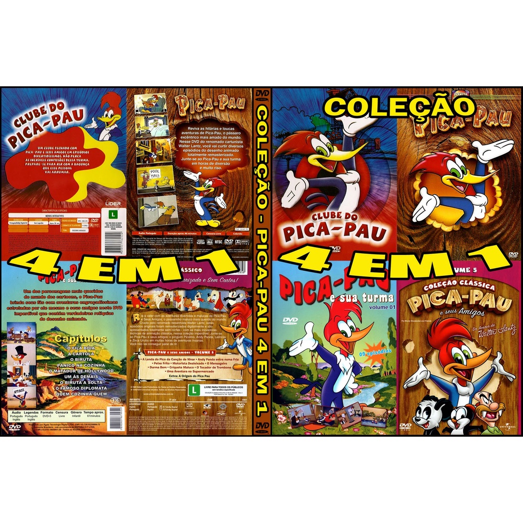 Pica-Pau 80 episódios 4 DVDs dublados | Shopee Brasil