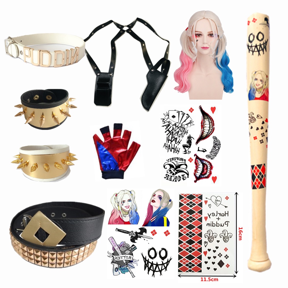 Harleen quinzel crianças meninas fantasias cosplay fantasia arlequina  halloween festa vestido jaqueta taco de beisebol roupas conjunto -  AliExpress