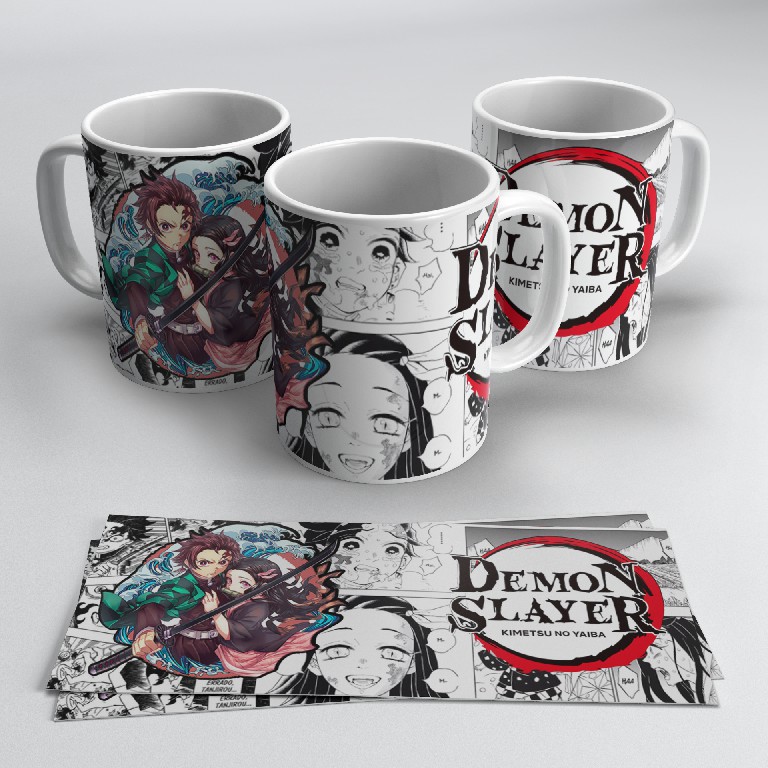 caneca demon slayer, caneca tanjiro, kimetsu no yaiba - Gato Mestre