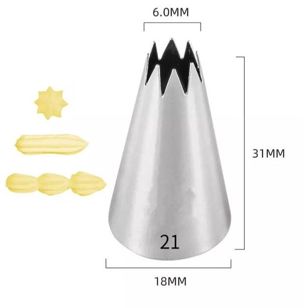 Bico de confeitar pitanga número 21 aço inox sem emendas
