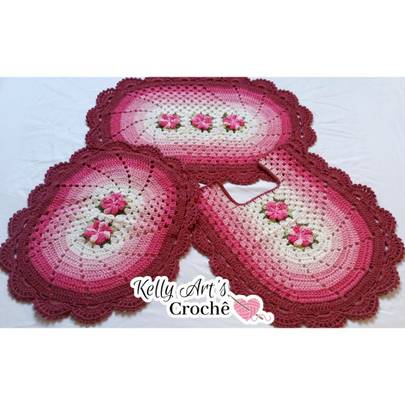 Jogo de Banheiro Rosa Cod.0042 FRETE GRATIS - Barra Croche