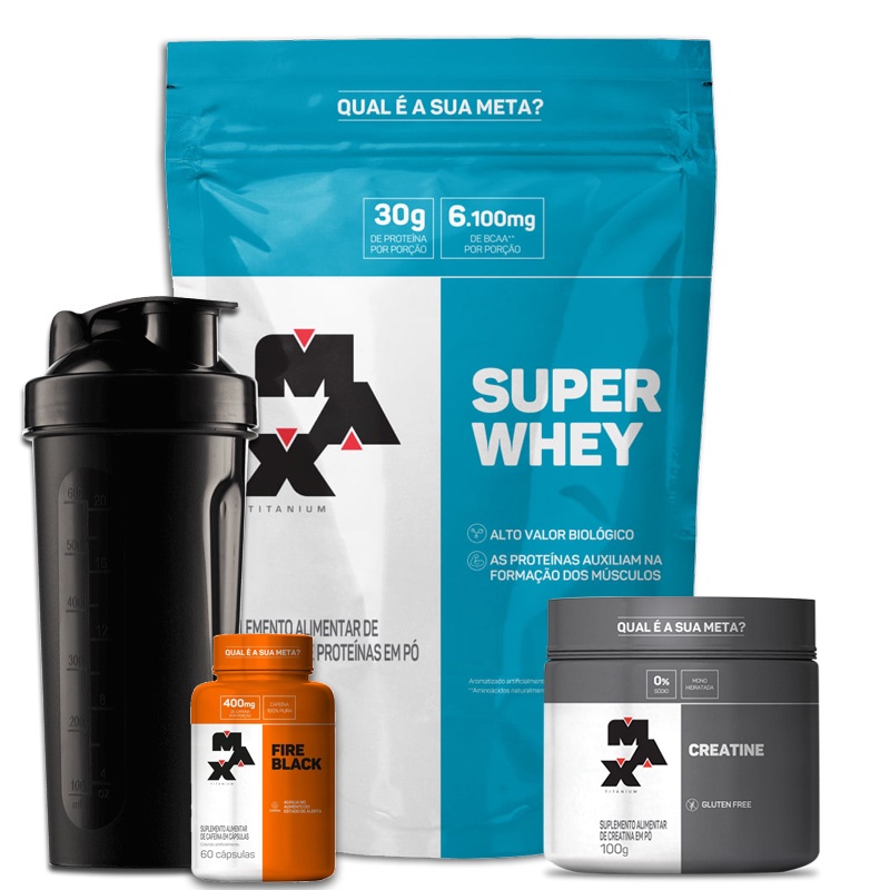 Kit 1x 100% Whey Protein Refil (900g) Max Titanium + 2x Pasta de