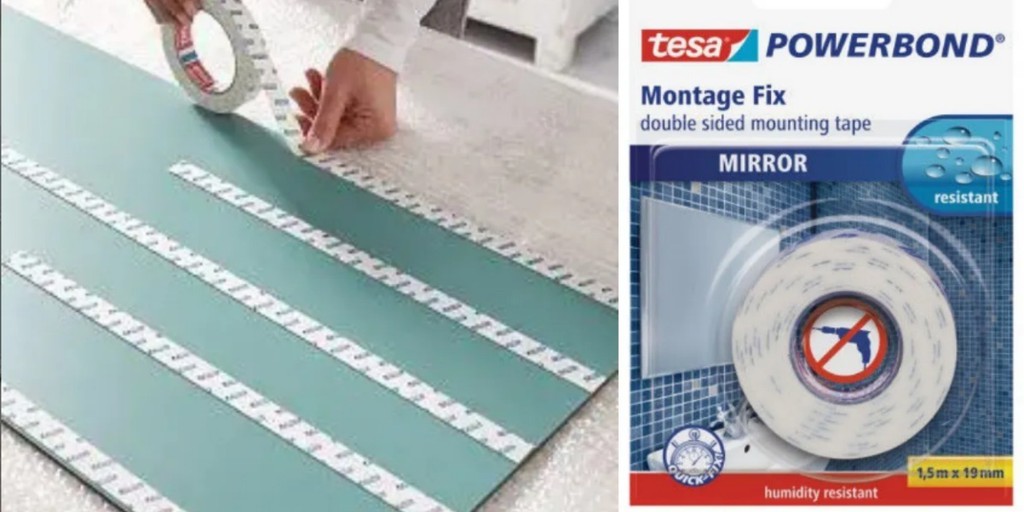 tesa® Powerbond MIRROR Double-Sided Tape - mirror tape, humidity-resistant  