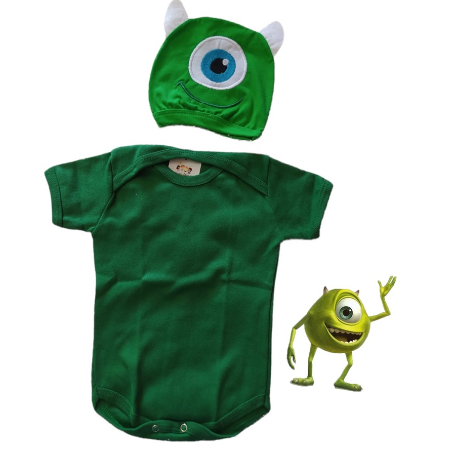 Fantasia Body Touca Gorro Mike Wazowski Monstro SA Bebê Mesversário |  Shopee Brasil