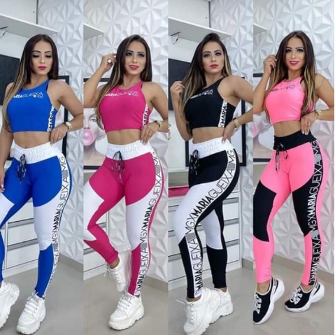 Conjunto Maria gueixa Cropped Lançamento Legging Cintura alta Moda  Blogueira