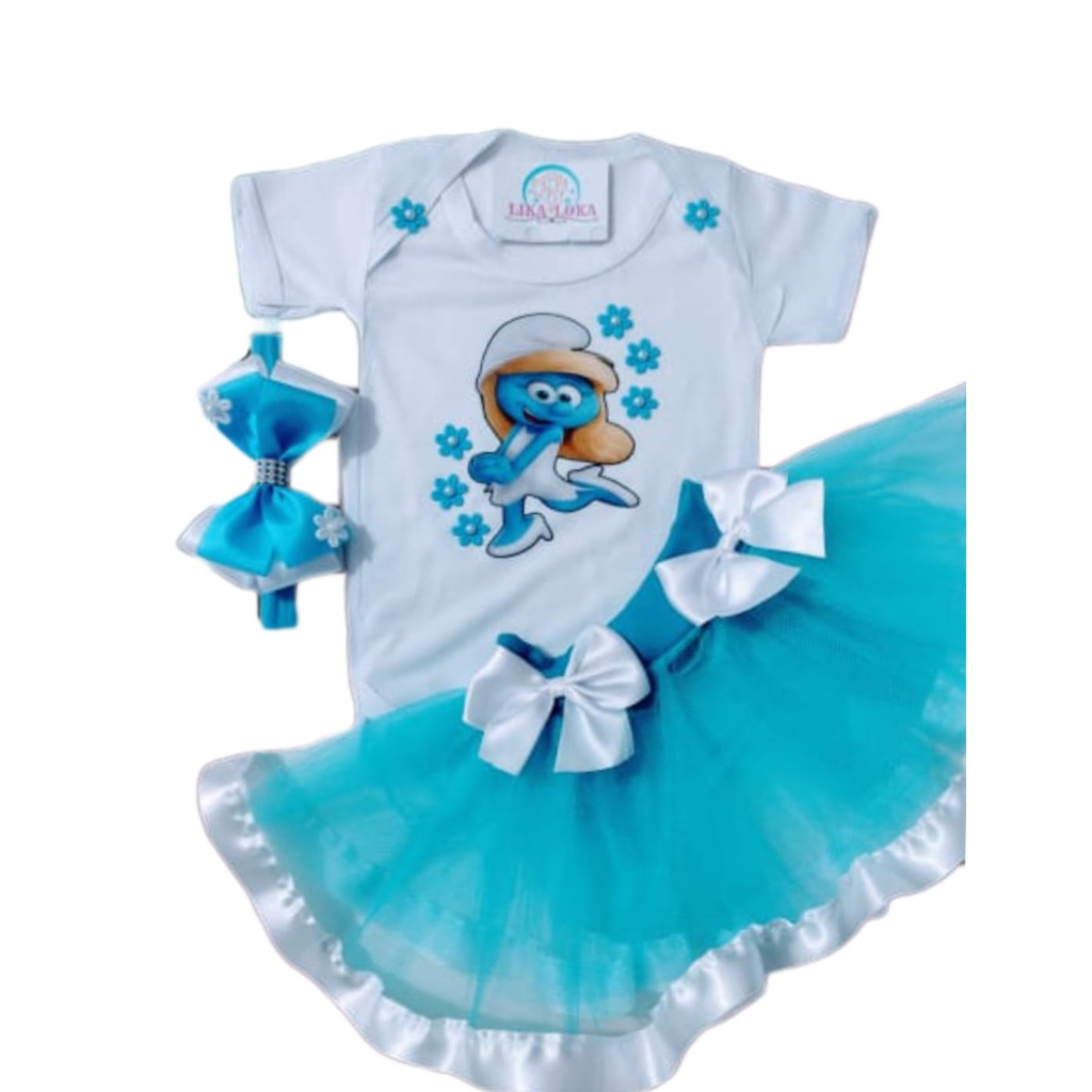 Conjunto De Bebê,smurfs,menina,fantasia Smurfs,mesversario | Shopee Brasil