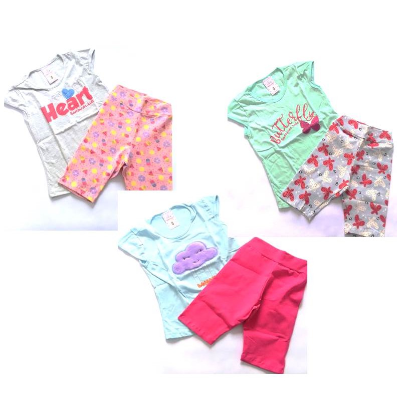 Conjunto infantil menina blusa e shorts em cotton