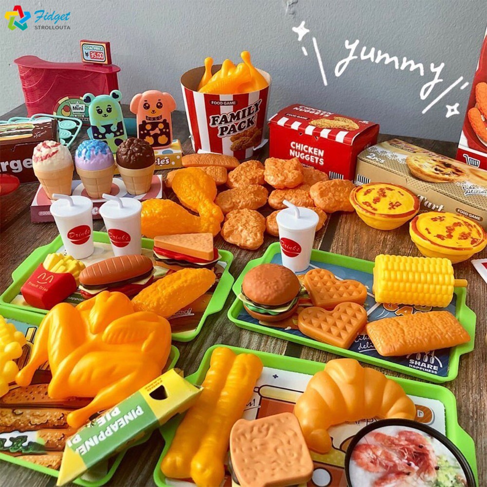 Brinquedos de cozinha para crianças, conjunto de jogo de batatas fritas,  hambúrguer de comida rápida, presente educacional para crianças - AliExpress