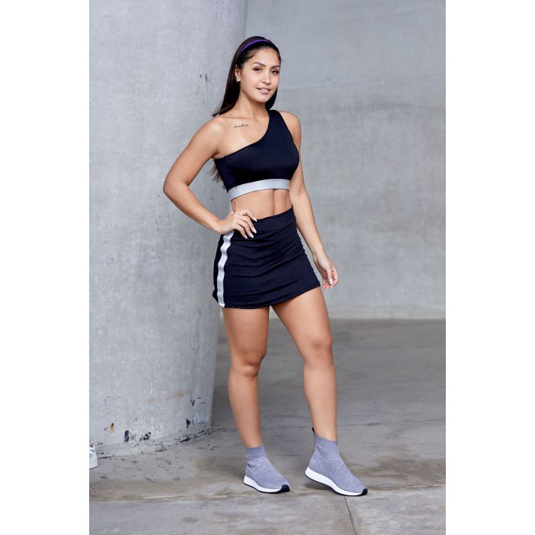 Conjunto Short Saia e Top Fitness V Roupa de Academia Feminina