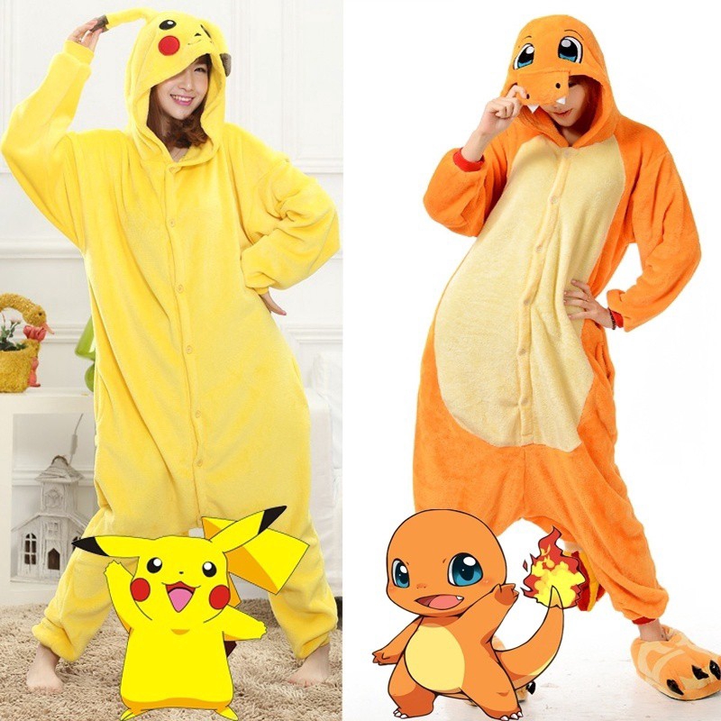 Pokemon Pikachu Anime Pijama de flanela de pelúcia para crianças, fantasia  de desenho animado, terno para meninos e meninas, roupas casuais