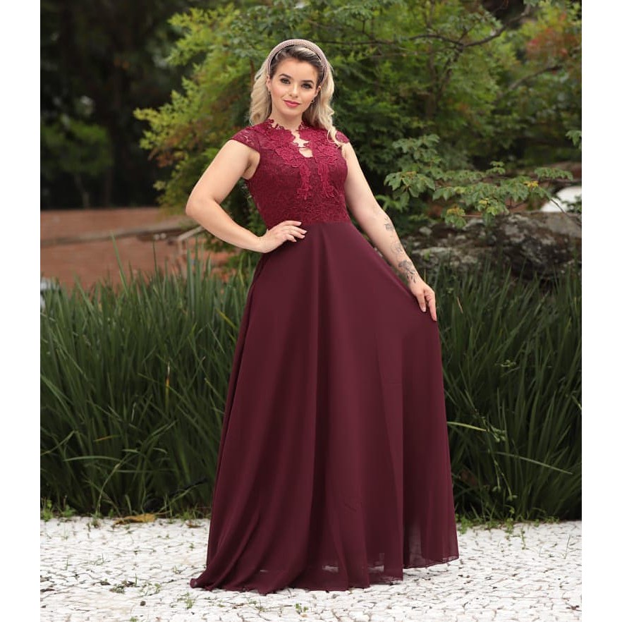 Vestido marsala best sale de madrinha