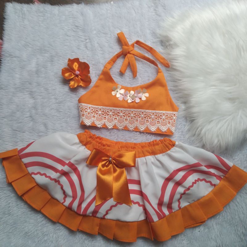 Fantasia Roupa Conjunto Moana Luxo Festa Infantil