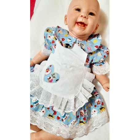 vestido para bebe reborn 60 cm a 62cm. roupa de boneca