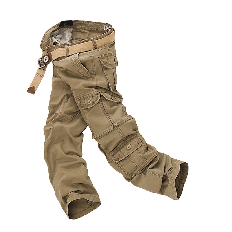 Calças Cargo Masculino Plus Size 30-38 Militar para Homens Macacão com  Vários Bolsos Calças de Trabalho Causais de Algodão de Ajuste Solto