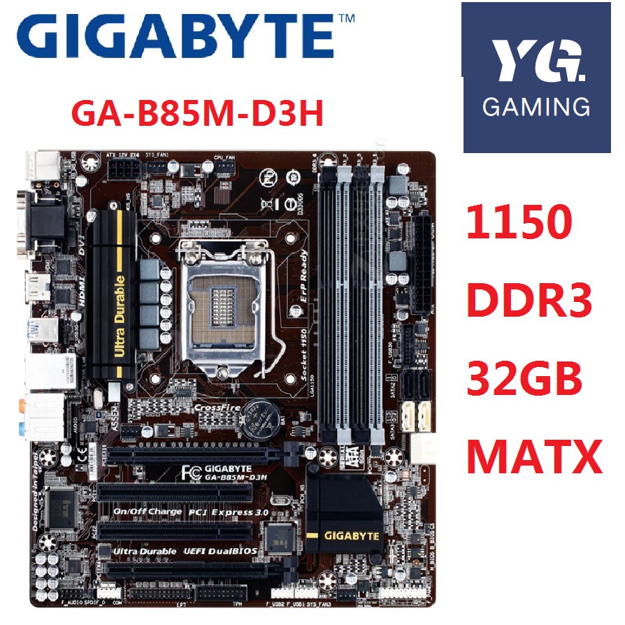 Gigabyte GA-B85M-D3H B85 Z87 LGA 1150 Núcleo i7/i5/i3/Pentium/Celeron DDR3  32G Micro ATX Original Usado | Shopee Brasil