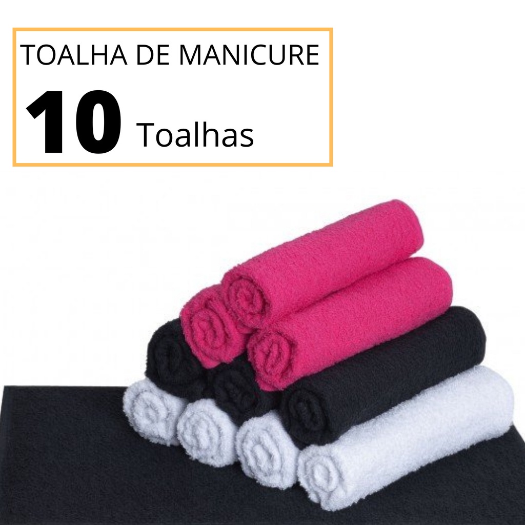 Kit 10 Toalha Manicure para Salão de Beleza 28x45cm Algodão