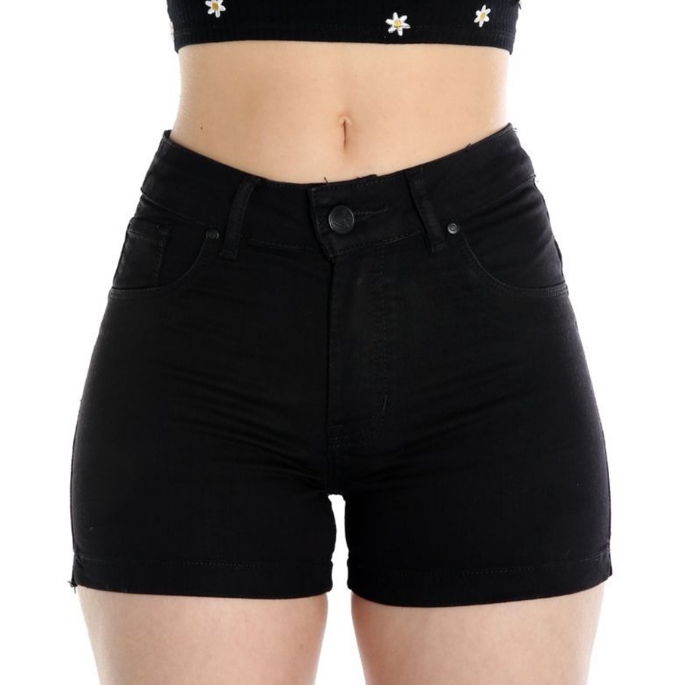 Shorts Jeans, Preto ou Branco Bivik Basico Feminino Com Lycra Elastano  Strech e bolso