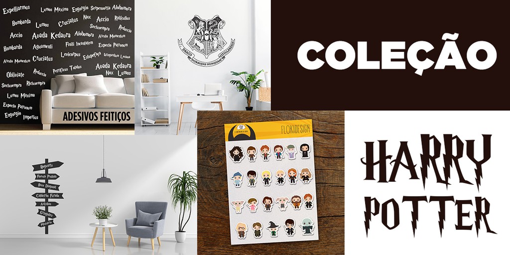 10 Adesivos Decorativos Feitiços Harry Potter