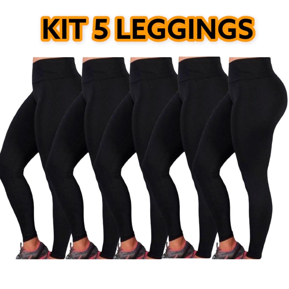 Kit Top Com 5 Calça Legging Suplex Preta - L2 Store