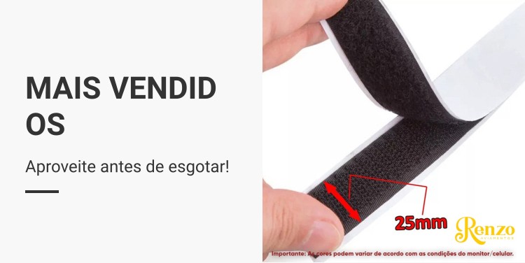 Velcro Adesivo 25 mm Macho e Fêmea( PAR )- Faixa c/ 25 mt -Círculo S/A