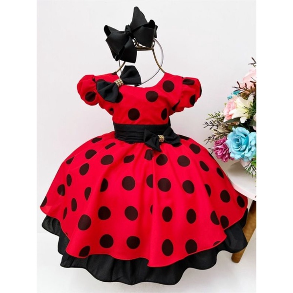 Vestido da minnie deals vermelho com preto