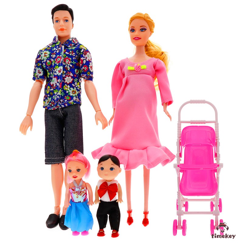 TK 6 Pcs Família Boneca Grávida Mamãe Bebê Pai Crianças Para Barbie  Conjunto De Bonecas