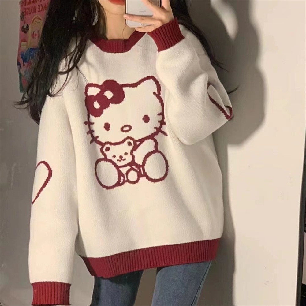 Compra online de Outono camiseta feminina kawaii gato camisola de manga  longa camisola moda streetwear pulôver senhoras t camisa para meninas roupas