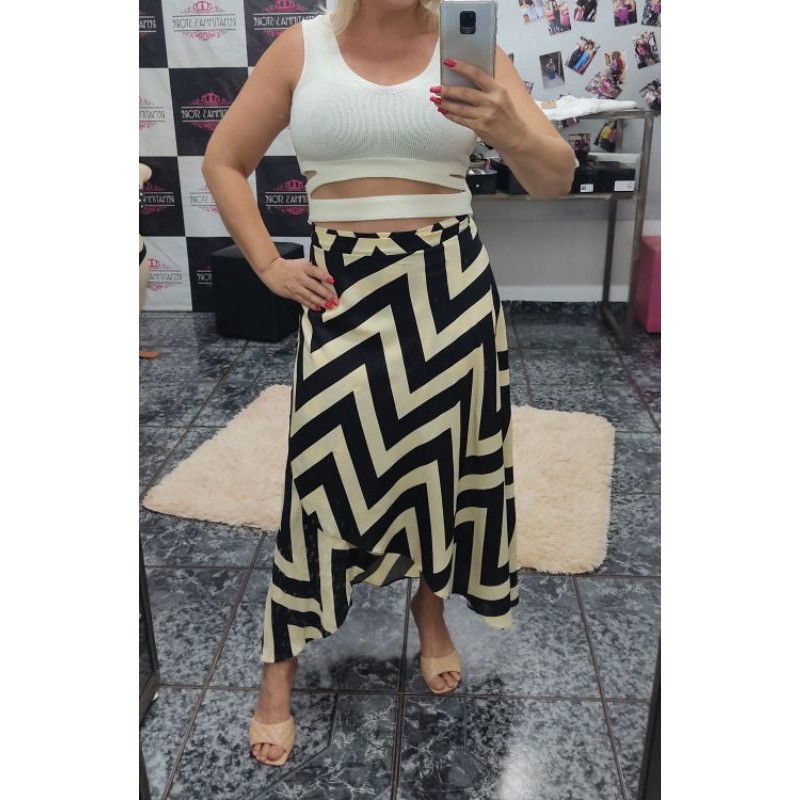 Saia pareo Zigzag viscose forrada