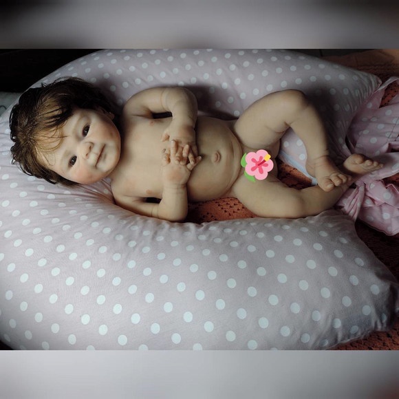 Bebê Reborn Silicone Sólido Coco Malu 50 cm Mama e Faz Xixi