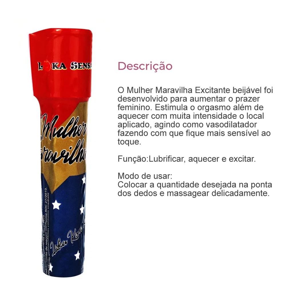 MULHER MARAVILHA Gel Excitante Feminino Beijável - SHOPI2300 | Shopee Brasil