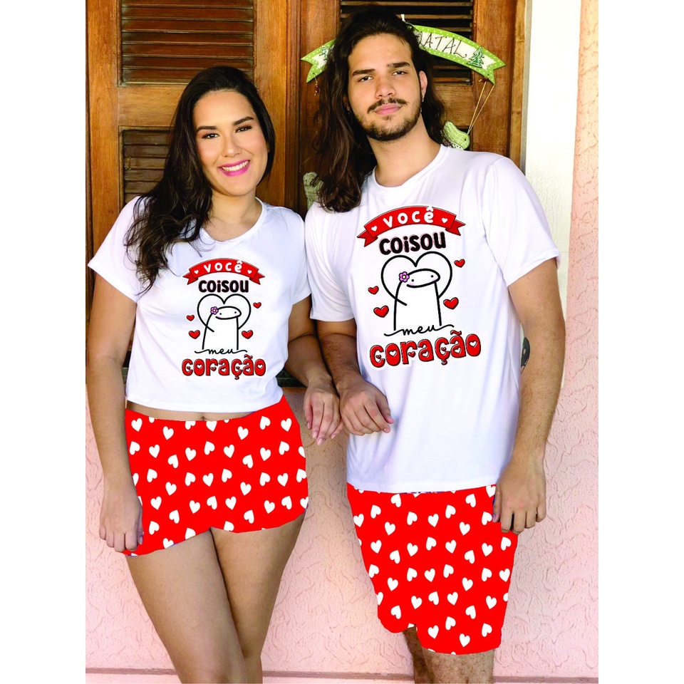 Kit Pijama Casal Florks - Você Coisou Meu Coração | Shopee Brasil