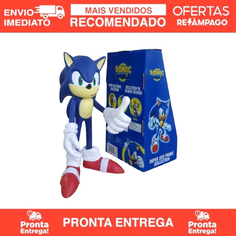 Boneco Sonic Articulado Grande Brinquedo Caixa Original Collection  Lançamento Action Figure 27cm - WIN Colecionáveis