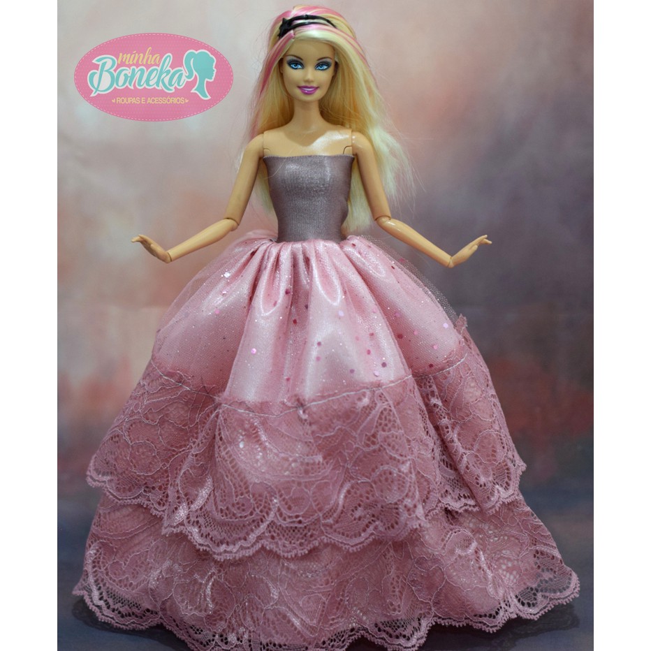 Roupa Vestido Luxo para Boneca Barbie Susi (Azul Frozen)