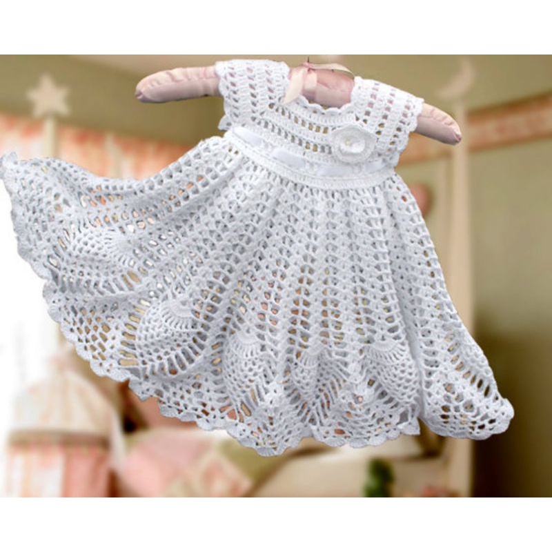 Vestido de croche para bebe sale batizado