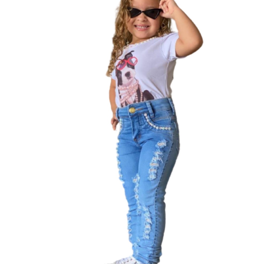 Fotos de calças store jeans infantil feminina