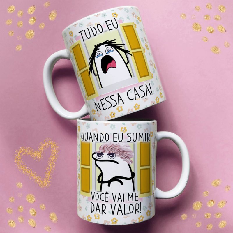 Caneca Porcelana personalizada Xícara Flork Meme divertida Bonecos