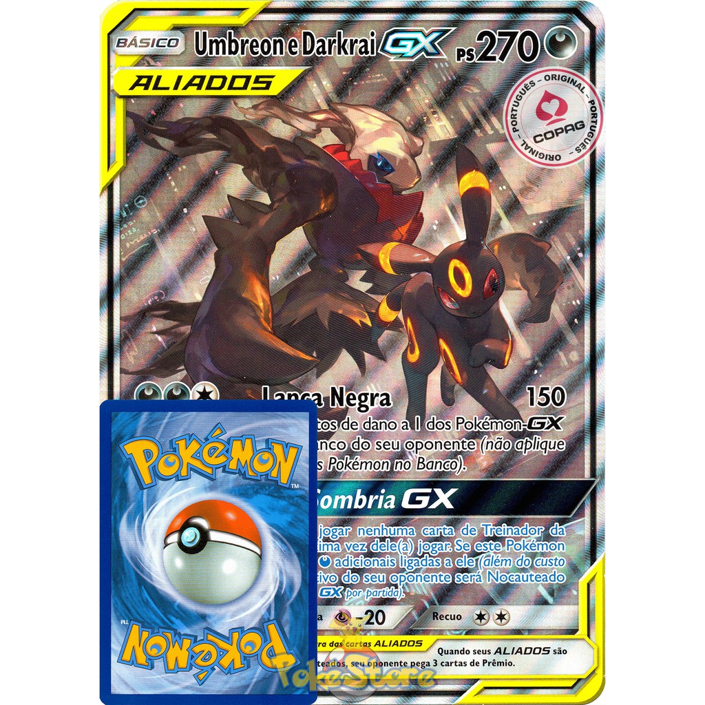 Carta Pokemon Reshiram e Charizard GX Aliados Full Art Português