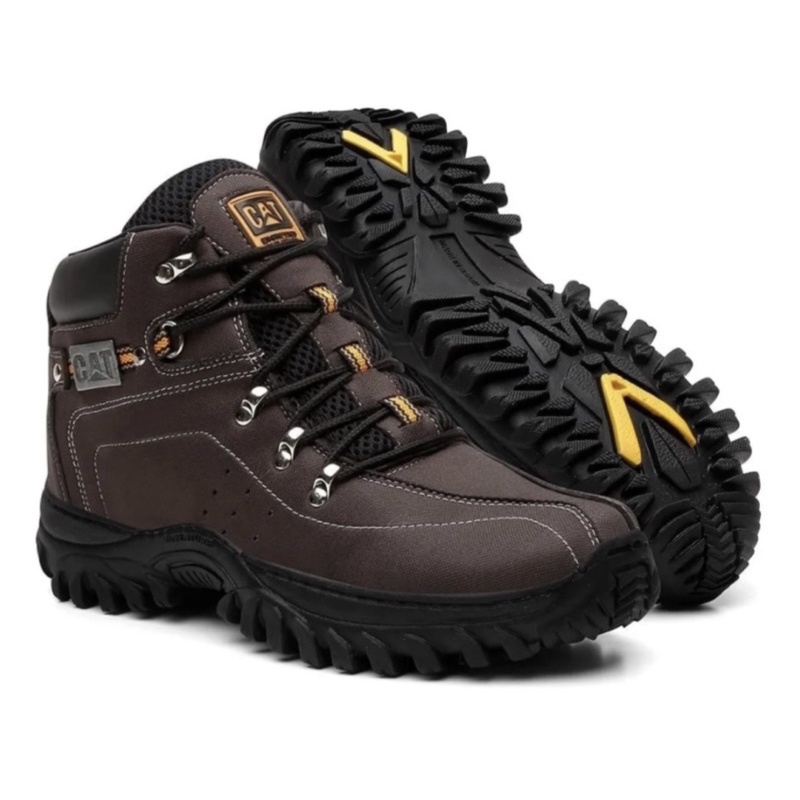 Bota Masculina Em Couro Caterpillar Reforçada E Impermeável