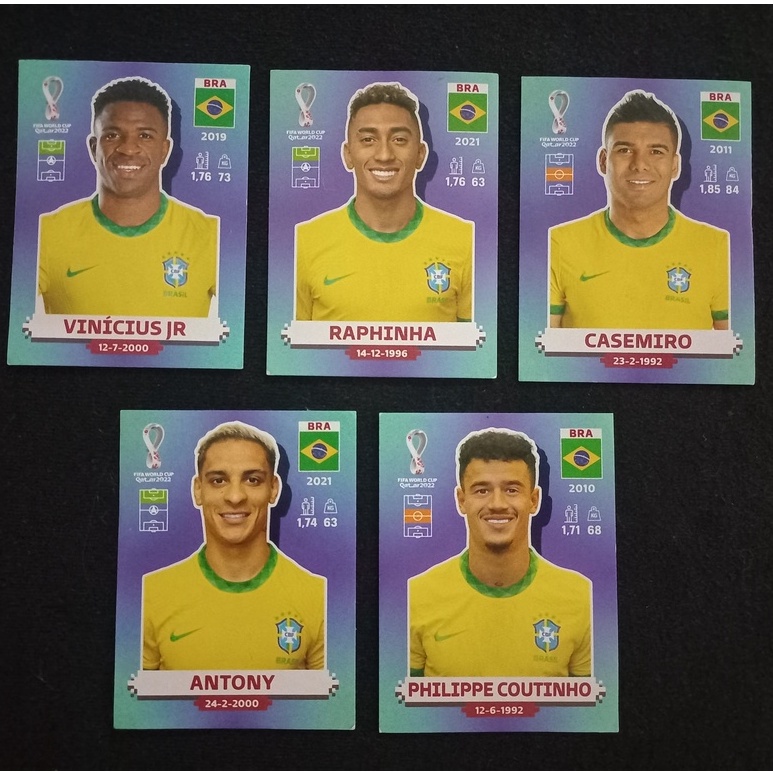 Bra 1 - Brazil Seleção - Figurinhas da copa catar Panini figurinha 500 -  Brasil