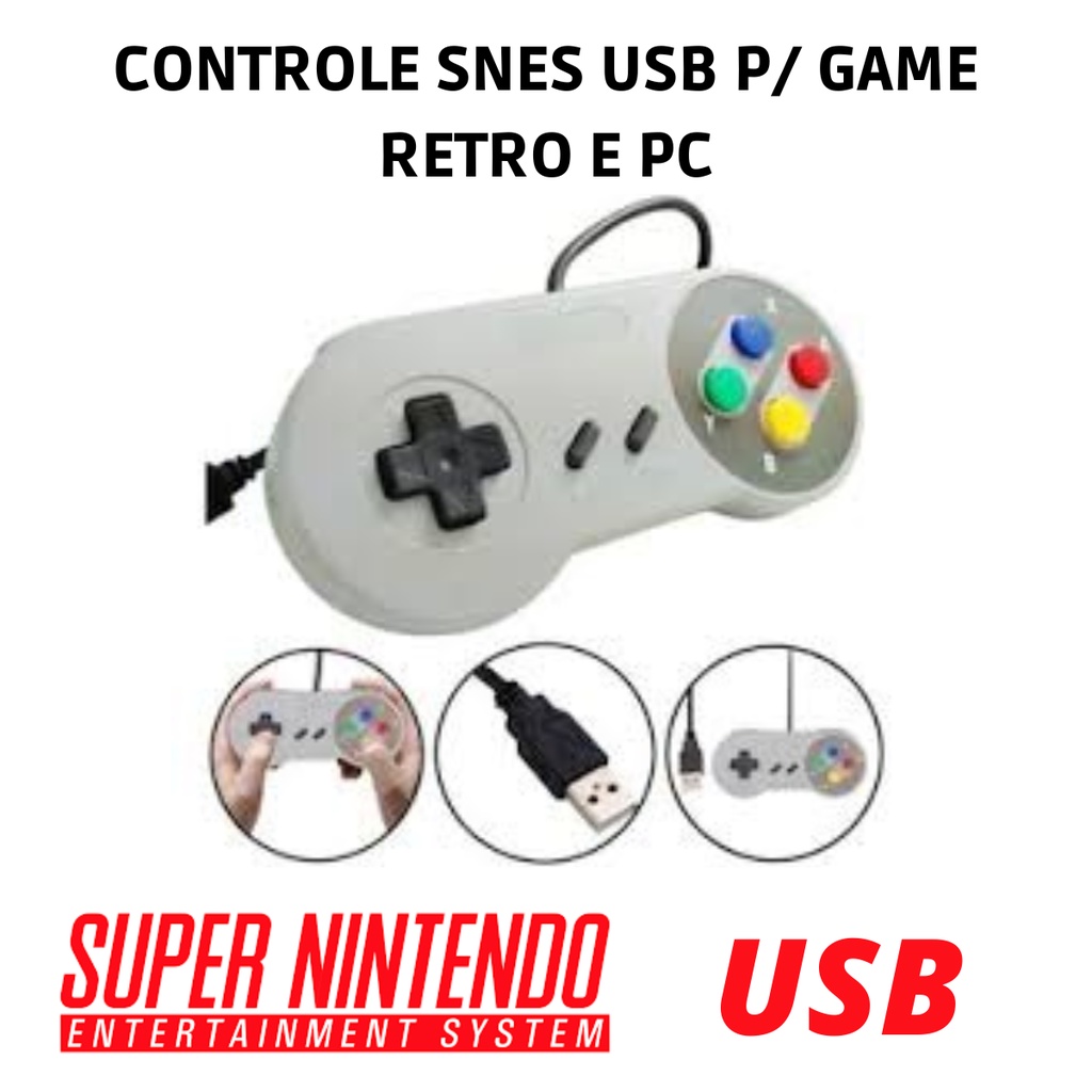 Controle para PC USB tipo Nintendo Compatível com Raspberry Pi