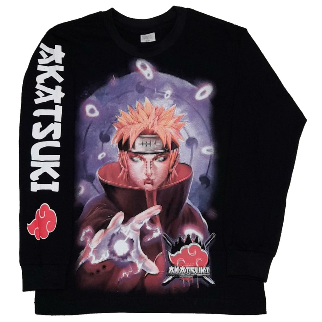 Camisetas Naruto 12 modelos disponíveis tecido 100% algodão fio 30.1, Preta  com símbolo da AKATSUKI.