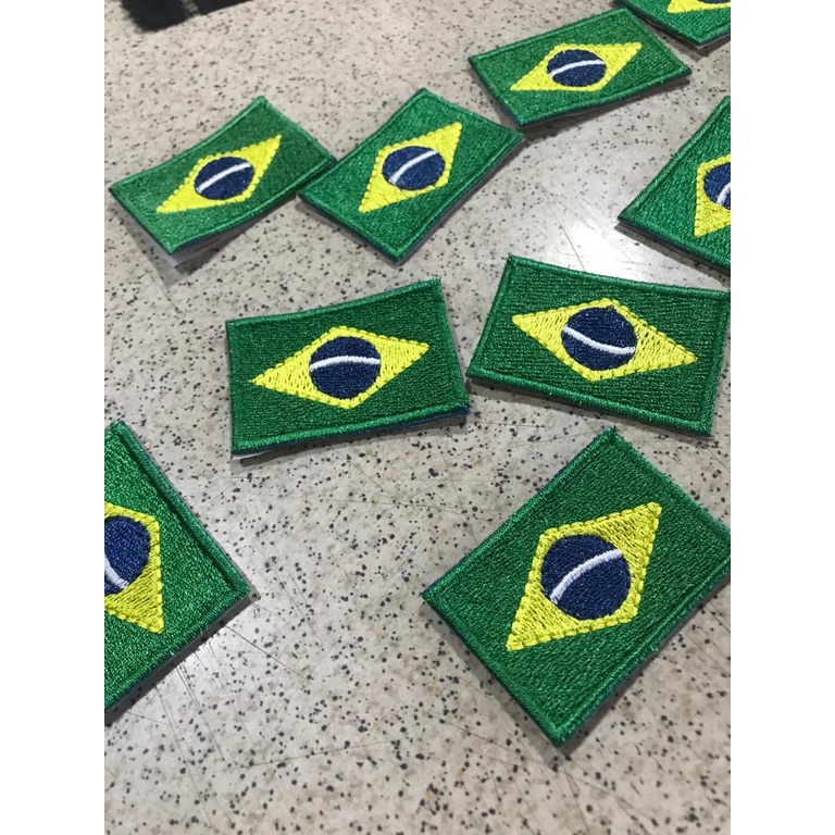 Bandeira do Brasil bordado com termocolante kit 3 unidades